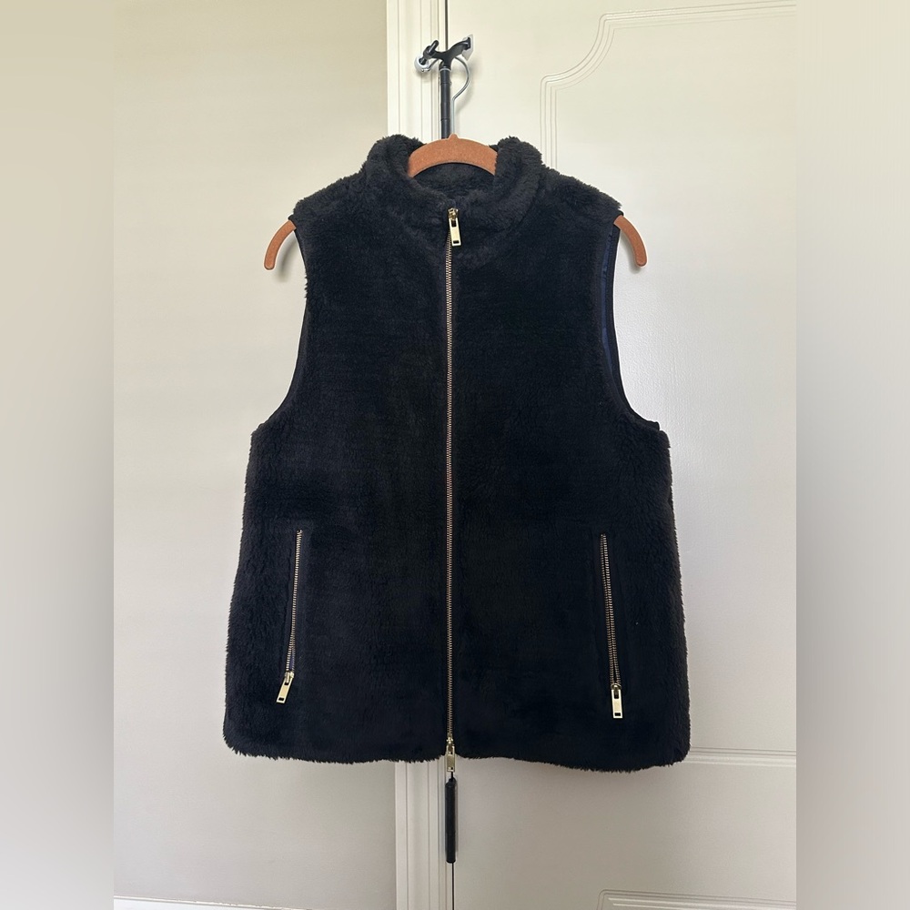 Jcrew Black Faux Fur Vest